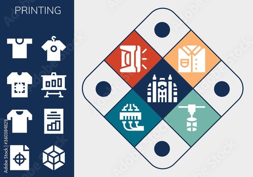 Modern Simple Set of printing Vector filled Icons