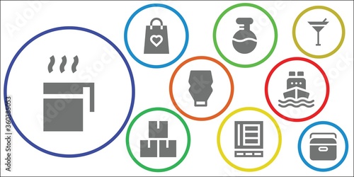 Modern Simple Set of container Vector filled Icons