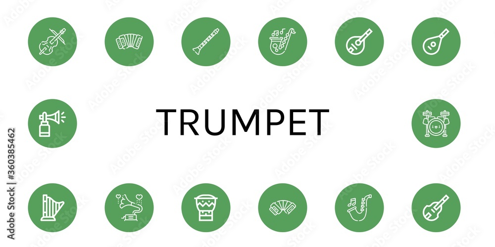 Set of trumpet icons Set of trumpet icons