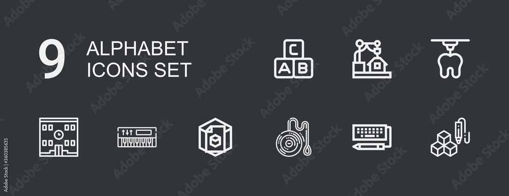 Editable 9 alphabet icons for web and mobile Editable 9 alphabet icons for web and mobile
