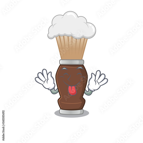 amusing shaving brush cartoon picture style with tongue out face