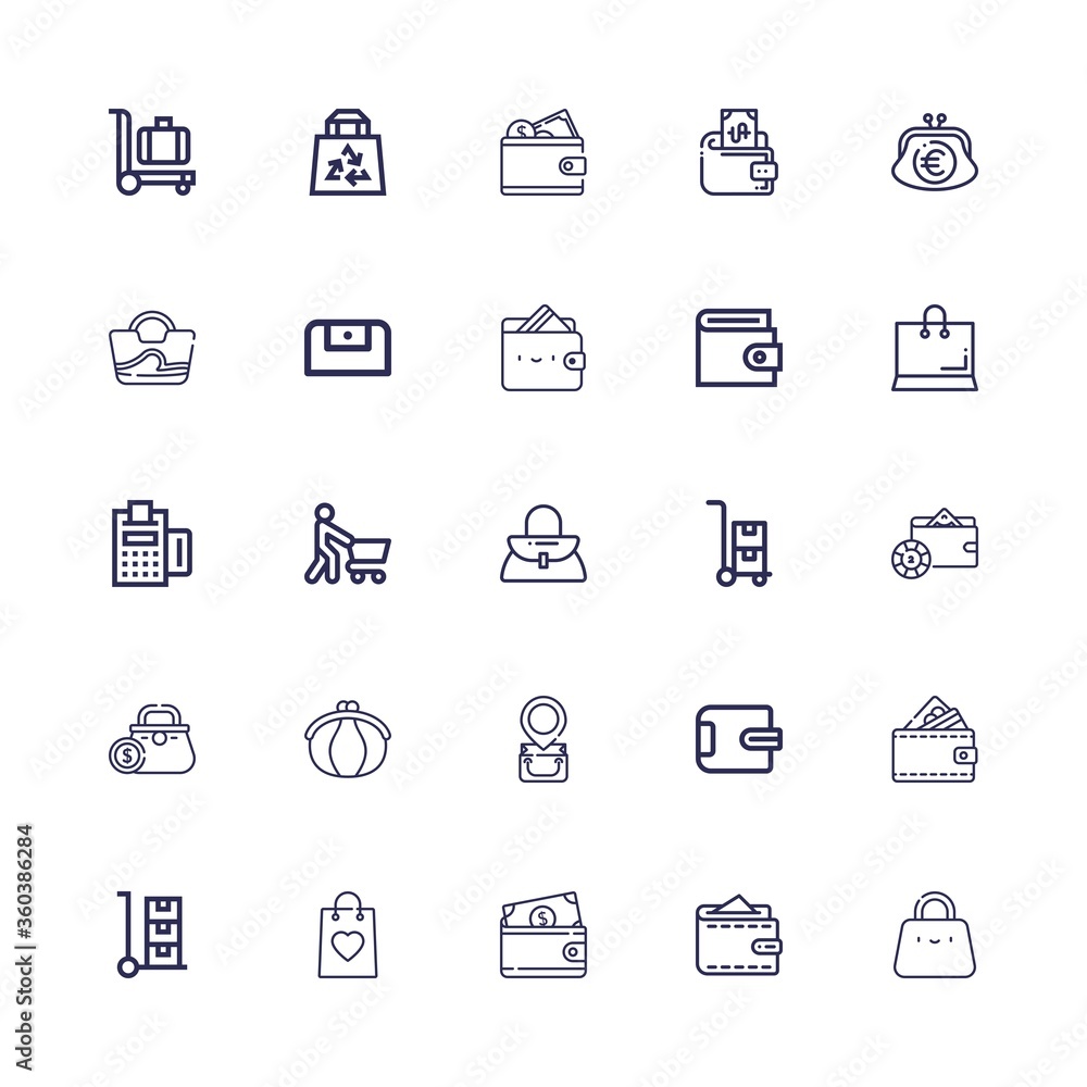 Editable 25 purse icons for web and mobile