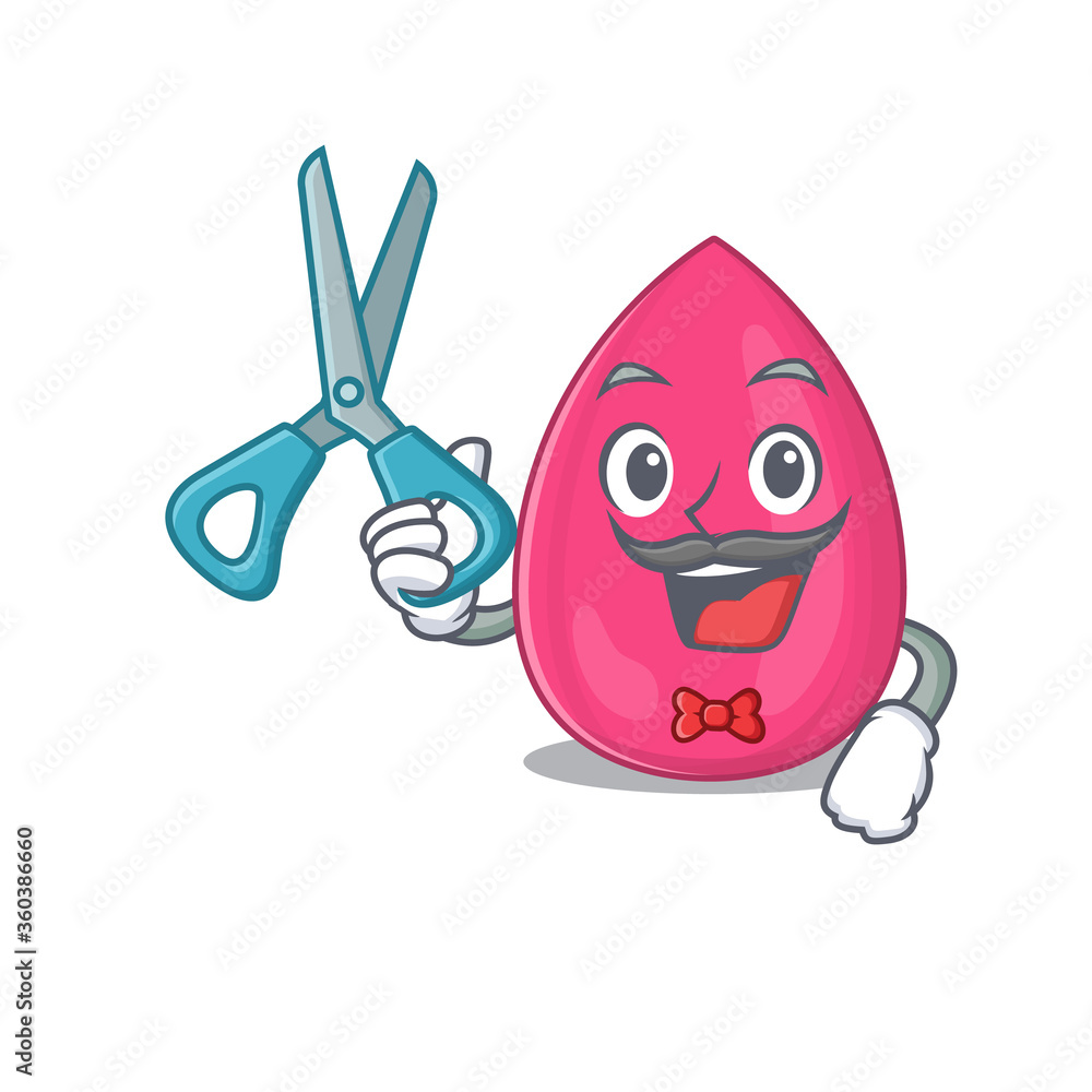 Makeup sponge talented barber cartoon character design working in the barbershop Makeup sponge talented barber cartoon character design working in the barbershop