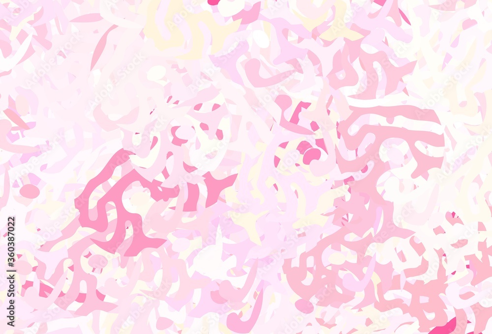 Light Pink, Yellow vector backdrop with memphis shapes. Light Pink, Yellow vector backdrop with memphis shapes.