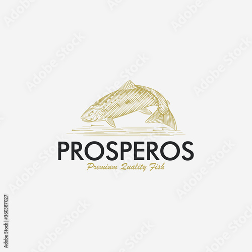 Vintage Fish Logo Design Illustration For Fish Shop