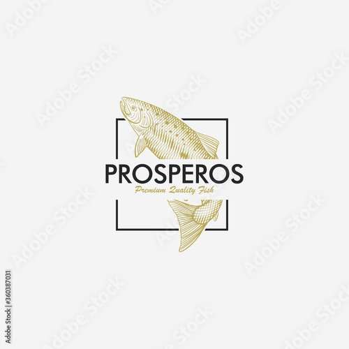 Vintage Fish Logo Design Illustration For Fish Shop