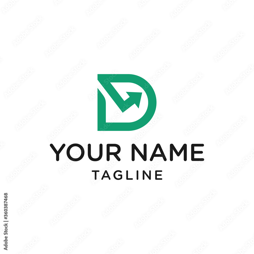 D Letter Initials Mark with Arrow Monogram Logo Design D Letter Initials Mark with Arrow Monogram Logo Design