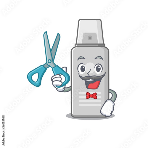 Shaving foam talented barber cartoon character design working in the barbershop
