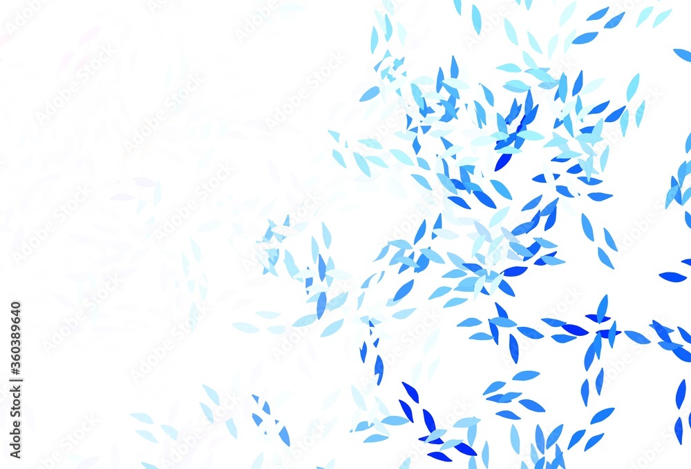 Fototapeta Light Pink, Blue vector doodle backdrop with leaves.
