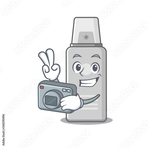 a proficient photographer shaving foam cartoon design concept working with camera