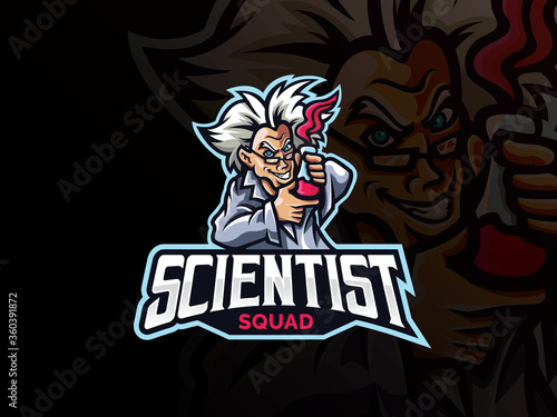 Scientist mascot sport logo design