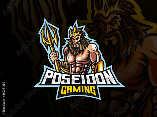 Poseidon mascot sport logo design