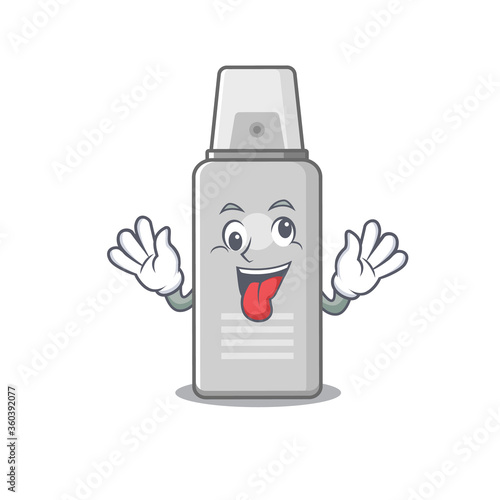 A mascot design of shaving foam having a funny crazy face
