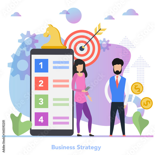 Vector square concept of business strategy in flat style