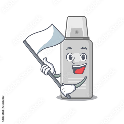 A brave shaving foam mascot character design holding a white flag