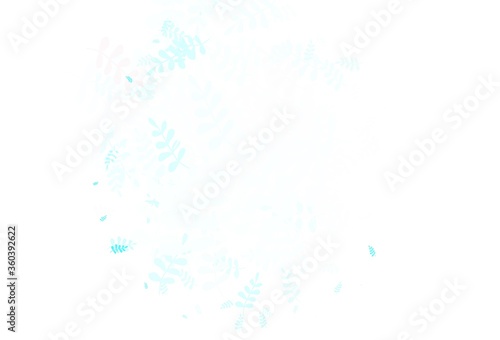 Light Blue, Green vector doodle background with leaves.