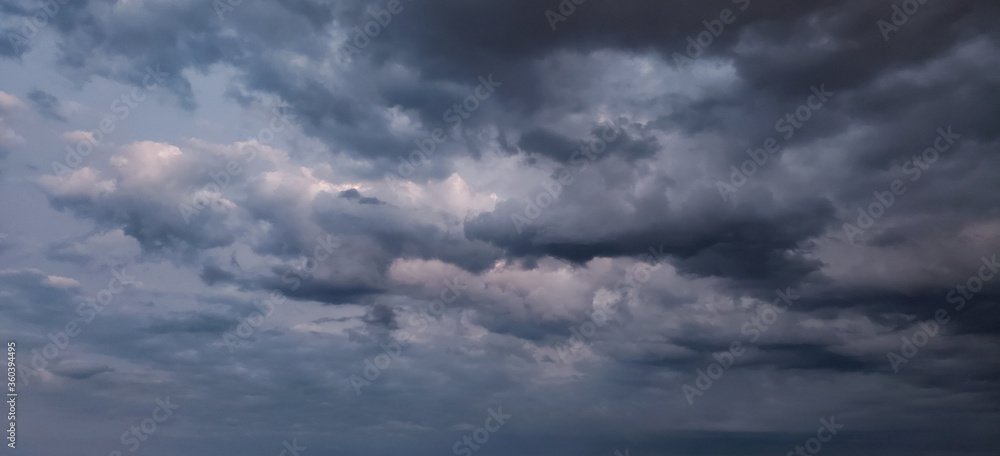 ominous clouds in blue and purple
