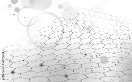 3D nanotechnololy graphene texture cyberspace. Nano fiber chemical modern material design. Atom molecule macro structure layer superconductor development vector illustration photo