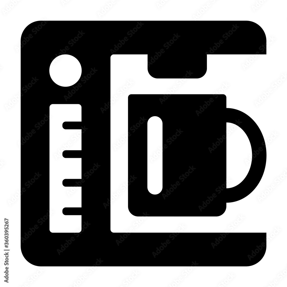 gz816 GrafikZeichnung - german - Piktogramm - Küchenausstattung - Kaffeemaschine Symbol mit Tasse. - english - pictogram - kitchen interior / coffee maker symbol with cup / mug sign. - xxl g9771
