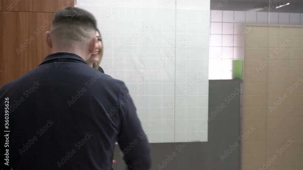 Businessman meeting visiting client at elevator hall. Businessman meeting visiting client at elevator hall.
