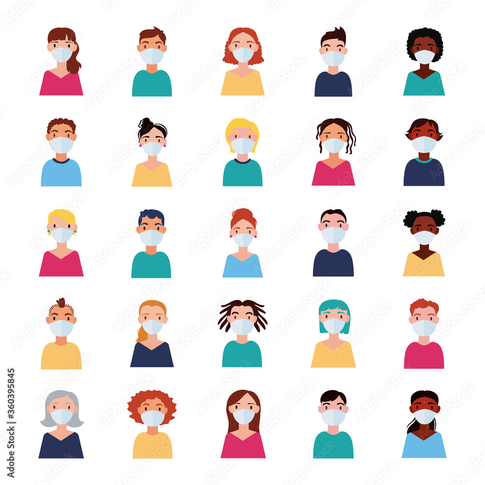 dirvesity people wearing medical mask flat style dirvesity people wearing medical mask flat style