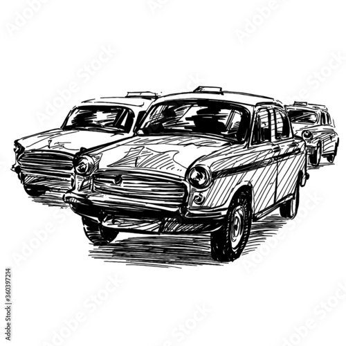 Drawing of the taxi in India 