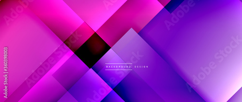 Square shapes composition, fluid gradient geometric abstract background. 3D shadow effects, modern design template