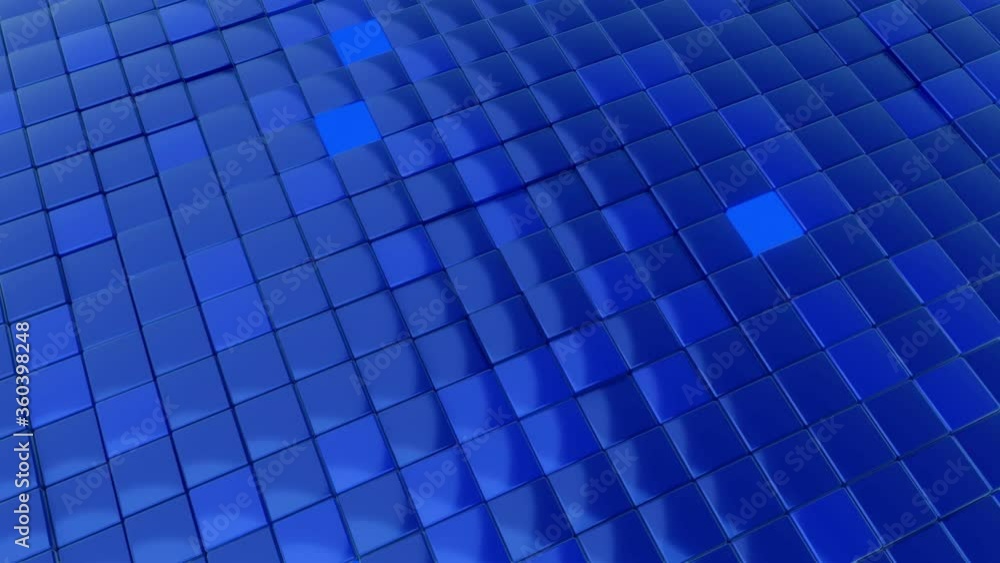 Minimalistic waves pattern made of cubes. Abstract Blue Cubic Waving Surface Futuristic Background. 3d animation. Minimalistic waves pattern made of cubes. Abstract Blue Cubic Waving Surface Futuristic Background. 3d animation.