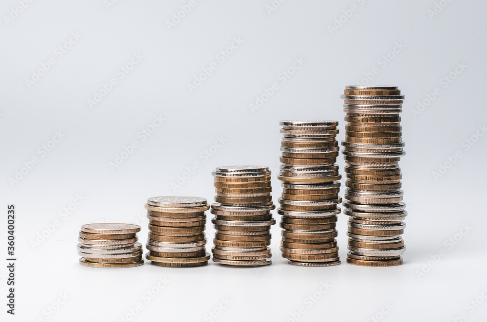 coins on a light background folded in the form of a graph coins on a light background folded in the form of a graph