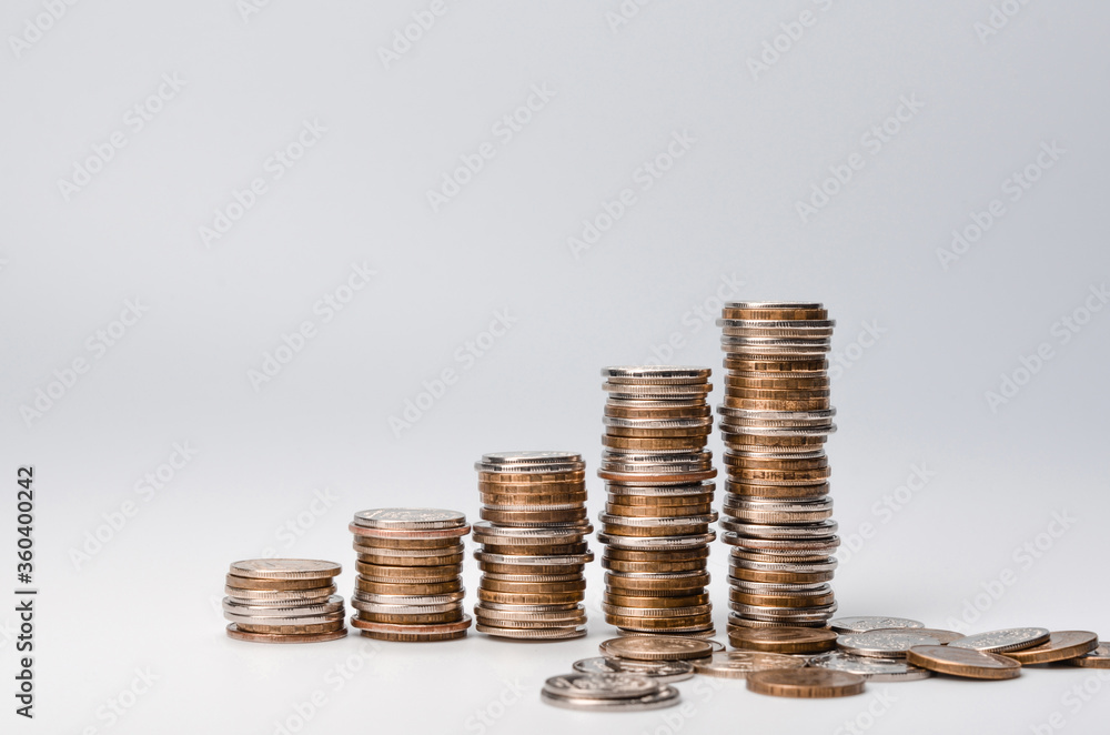 coins on a light background folded in the form of a graph coins on a light background folded in the form of a graph