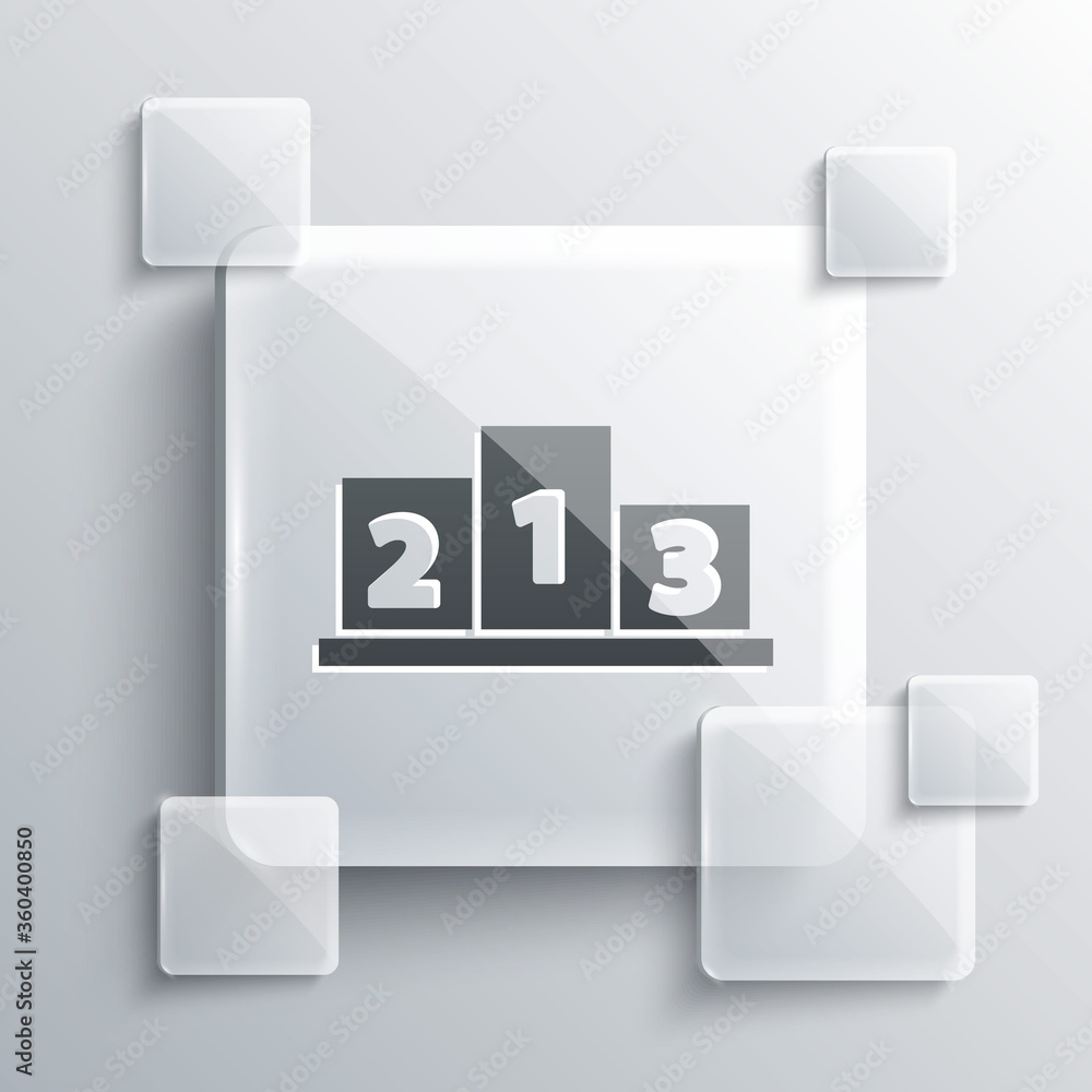 Grey Award over sports winner podium icon isolated on grey background. Square glass panels. Vector Illustration. Grey Award over sports winner podium icon isolated on grey background. Square glass panels. Vector Illustration.