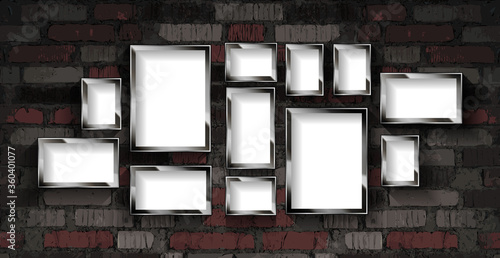 A set of silver photo frames