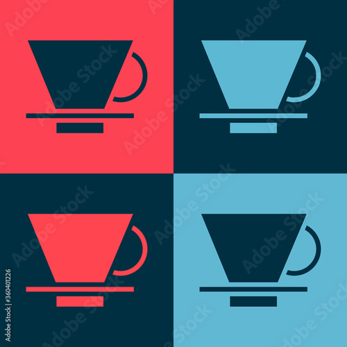 Pop art V60 coffee maker icon isolated on color background. Vector Illustration.