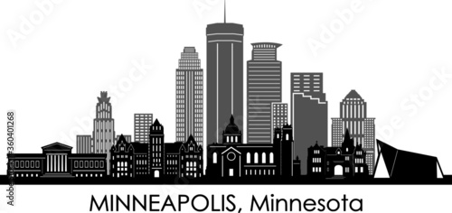 MINNEAPOLIS City Minnesota Skyline Silhouette Cityscape Vector