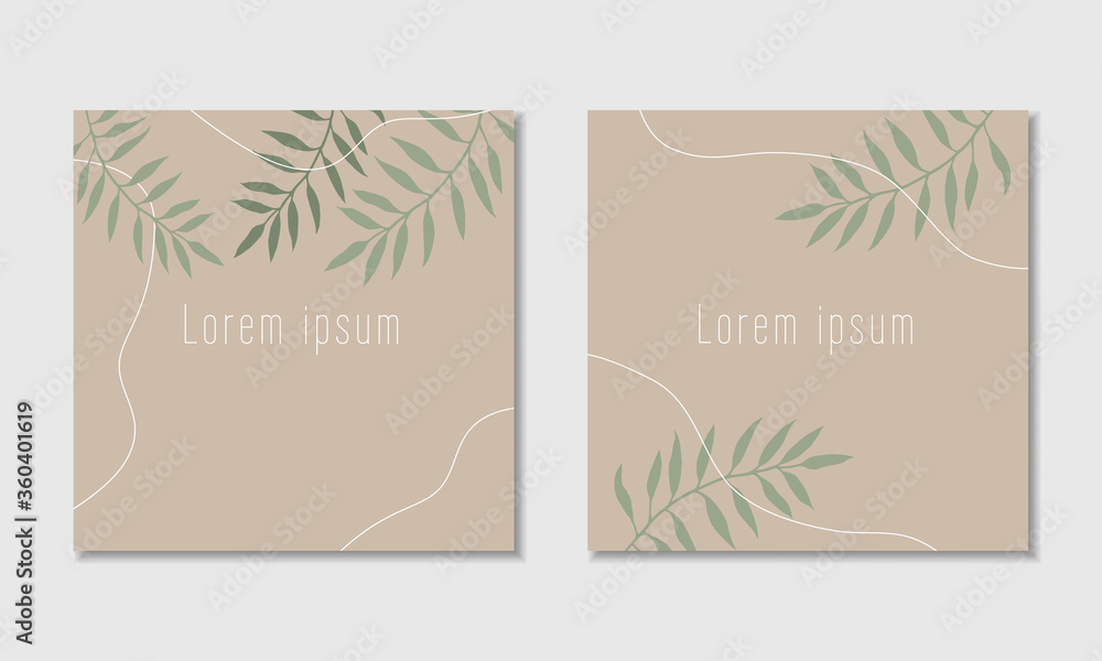 Vector herbal card template. Craft paper imitation, white geometric shapes