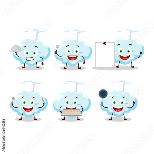 Cartoon character of cloud with various chef emoticons