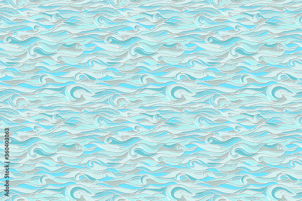 Sea wave pattern. Abstract vector sea water seamless texture. Graphic illustration. Blue stained glass imitation Sea wave pattern. Abstract vector sea water seamless texture. Graphic illustration. Blue stained glass imitation
