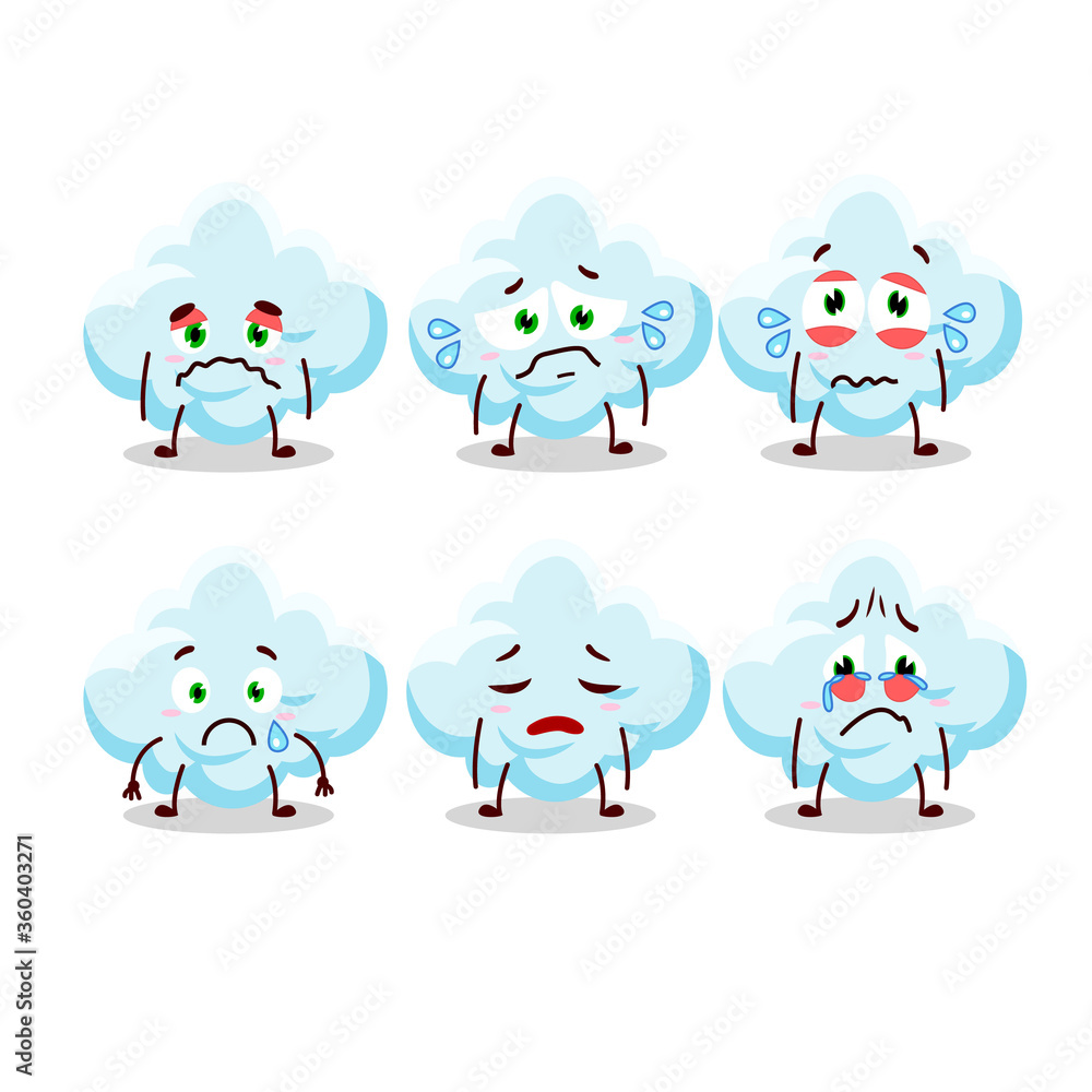 Cloud cartoon in character with sad expression Cloud cartoon in character with sad expression