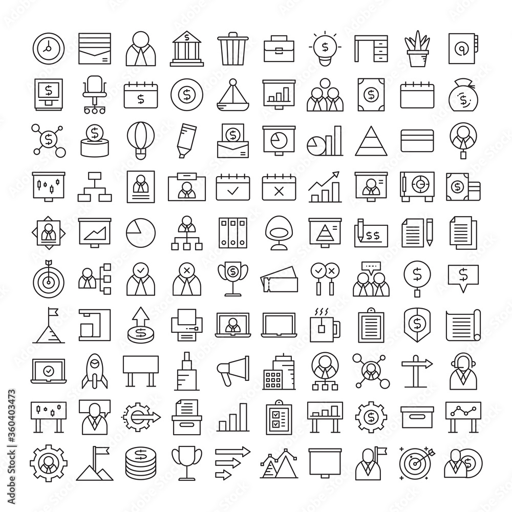 vector set of business and office icons vector