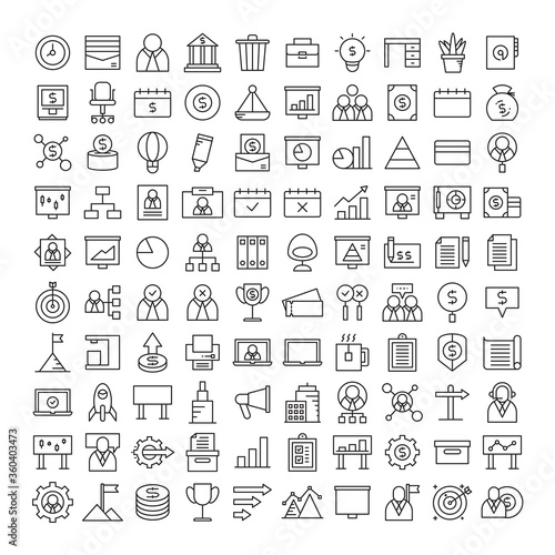 vector set of business and office icons vector