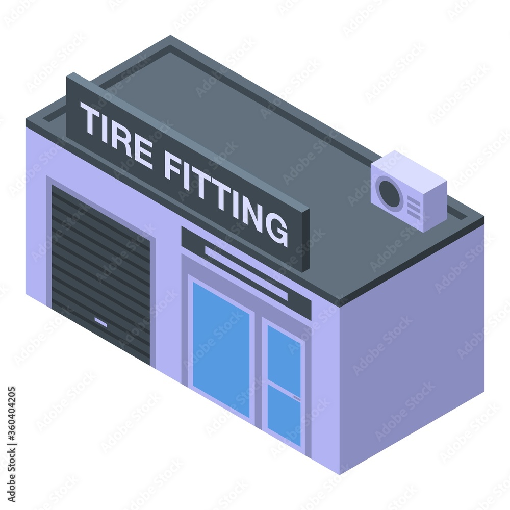 Tire fitting service icon. Isometric of tire fitting service vector icon for web design isolated on white background Tire fitting service icon. Isometric of tire fitting service vector icon for web design isolated on white background