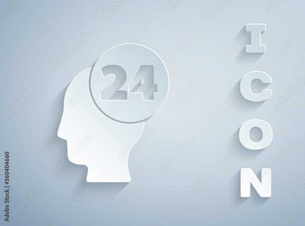 Paper cut Support operator in touch icon isolated on grey background. Concept for call center, client support service. Paper art style. Vector Illustration. Paper cut Support operator in touch icon isolated on grey background. Concept for call center, client support service. Paper art style. Vector Illustration.