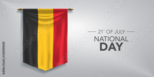 Belgium national day greeting card, banner, vector illustration