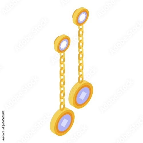Gem earrings icon. Isometric of gem earrings vector icon for web design isolated on white background