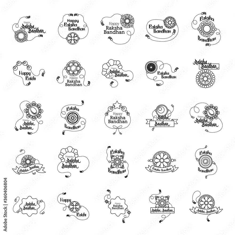 bundle of happy raksha bandhan set icons bundle of happy raksha bandhan set icons