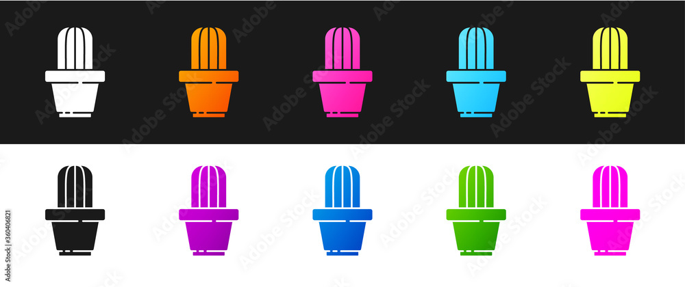 Set Cactus and succulent in pot icon isolated on black and white background. Plant growing in a pot. Potted plant sign. Vector Illustration. Set Cactus and succulent in pot icon isolated on black and white background. Plant growing in a pot. Potted plant sign. Vector Illustration.