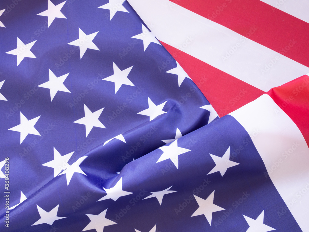 Close-up, the beautiful fabric American flag background. Independence day concept...