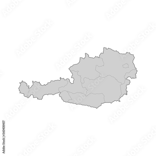 Map of Austria divided to regions. Outline map. Vector illustration.