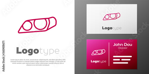 Logotype line Car headlight icon isolated on white background. Logo design template element. Vector Illustration.