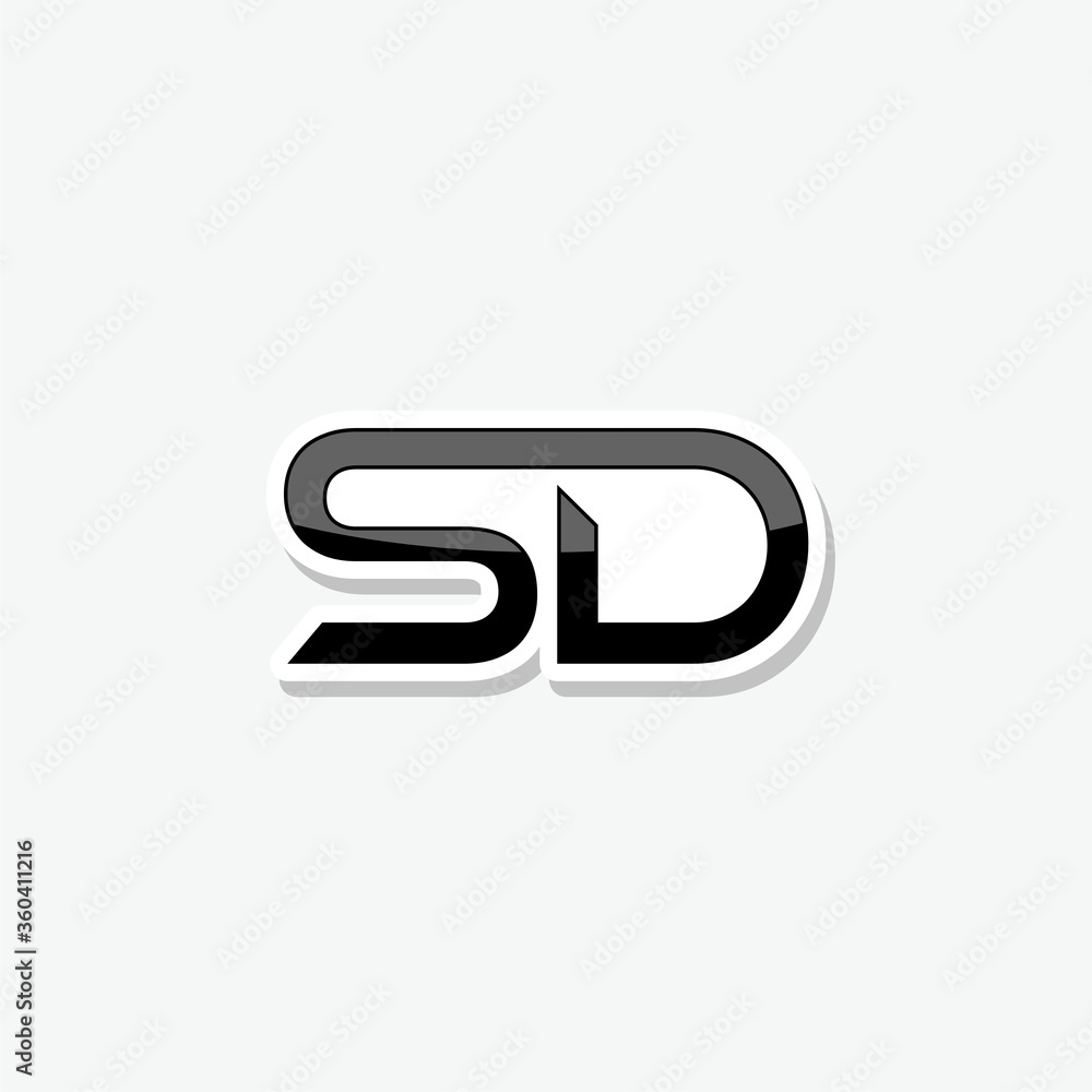 Initial Letter SD Logo Design sticker isolated on gray background Initial Letter SD Logo Design sticker isolated on gray background